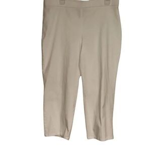 Style & Co White Stretch Flat Front Pull On Mid-Rise Chino Pants Ladies Large
